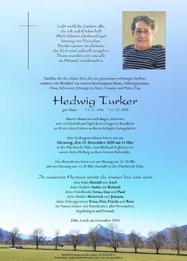 Hedwig Turker geb Thaler 11 12 2020