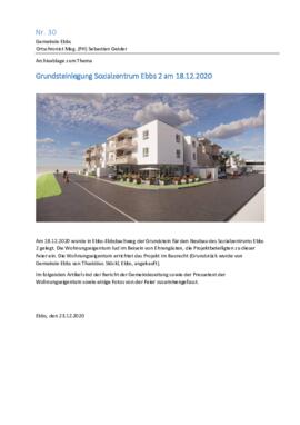 Sozialzentrum Ebbs Stufe 2 Grundsteinlegung 2020