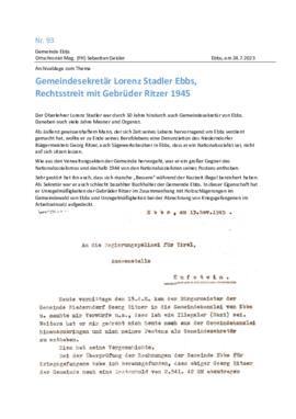 93 Stadler Lorenz Rechtsstreit mit Gebrüder Ritzer 1945