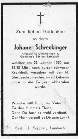 Johann Schreckinger Unterroithen Lambach 27 01 1970