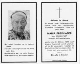 Maria Freisinger geb Schmidtner Krumer 30 10 1979
