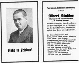 Albert Stadler Lehrer und Gemeindeskretär Buchberg 21 04 1947