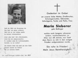 Maria Sieberer geb Bellinger 99 99 9999
