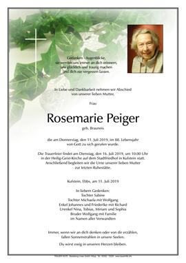 Rosemarie Peiger geb Brauneis 11 07 2019