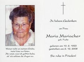 Maria Mariacher geb Fuchs 02 12 2008