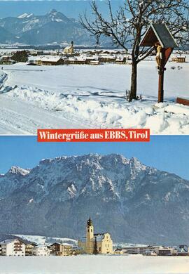 Postkarte Ebbs Winter St Nikolausweg und Dorfansicht