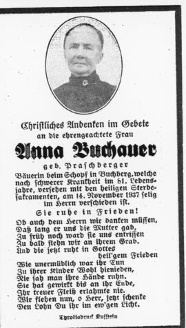 Anna Buchauer geb Praschberger Schopf 14 11 1937