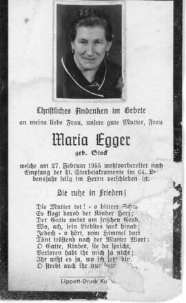 Maria Egger geb Stock 27 02 1955