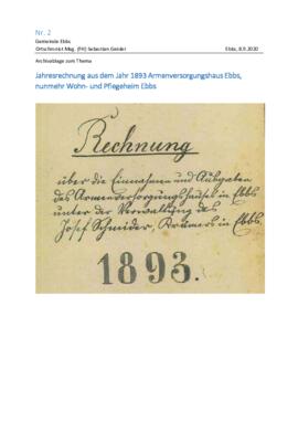 Jahresrechnung Altersheim Ebbs 1893