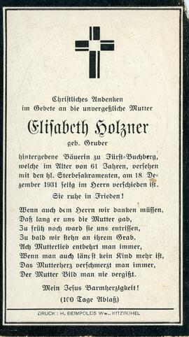Elisabeth Holzner geb Gruber Fürst 18 12 1931
