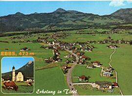Postkarte Ebbs Flugaufnahme Hotel Stefanie Dorf ca 1975