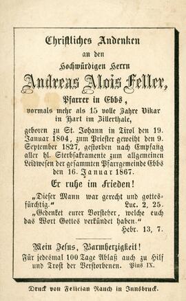 Feller Andreas Alois Pfarrer 16 01 1867