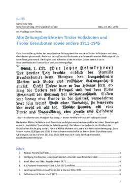 Alte Zeitungsberichte im Tiroler Volksboten und Tiroler Grenzboten sowie andere 1811-1945/95 Alte...