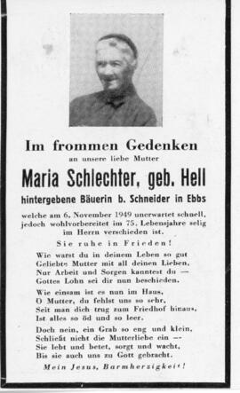 Maria Schlechter geb Hell Schneider 06 11 1949