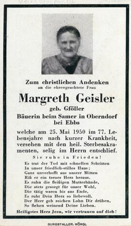 Margreth Geisler Samer 25 05 1950