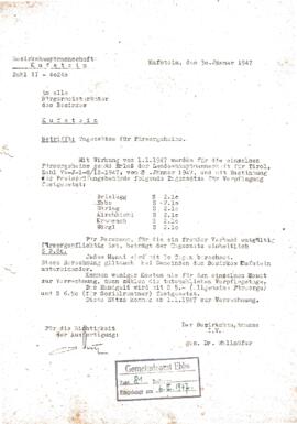 Tagsätze Altersheim bezirksweise festgesetzt mit 2,10 Schilling 1947