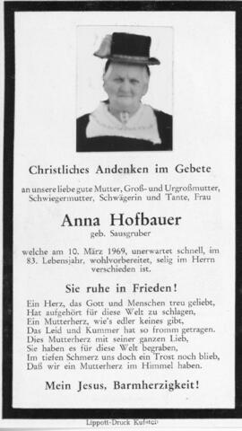 Anna Hofbauer geb Sausgruber 10 03 1969