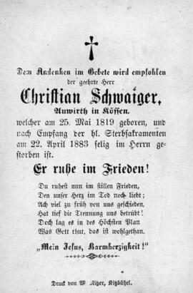 Christian Schwaiger Neuwirth Kössen 22 04 1883