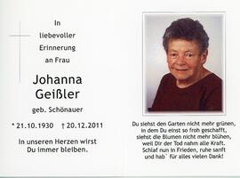 Johanna Geißler geb Schönauer 20 12 2011