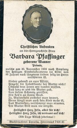 Barbara Pfaffinger geb Wanner 30 11 1924