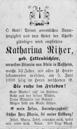 Katharina Ritzer geb Lettenbichler Stein 05 06 1898