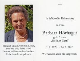 Barbara Hörhager geb Astner Hödner 24 02 2015