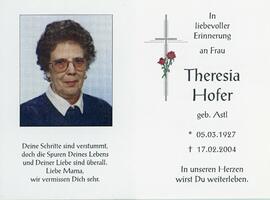 Theresia Hofer geb Astl 17 02 2004