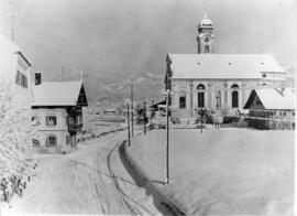 Ansicht Kirche Ebbs von Saliterergasse aus Winter um 1930