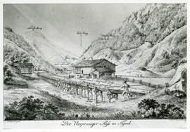 Postkarte historisch Kunst Thiersee Ursprungpass 1820