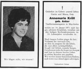 Annemarie Kröll geb Anker 14 01 1971