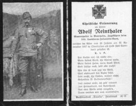 Adolf Reinstadler Mairhofen 22 11 1917