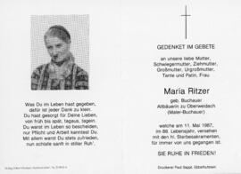 Maria Ritzer geb Buchauer Maler Buchauer 11 05 1987