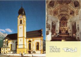 Postkarte Ebbs Sommer Kirche außen innen 1993