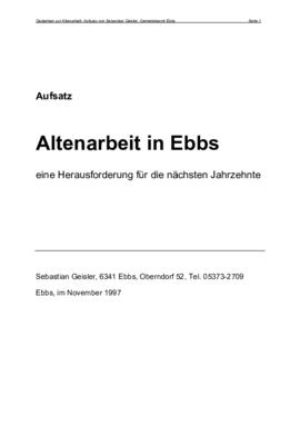 Altenarbeit in Ebbs Aufsatz "Älter werden..." Sebastian Geisler 1997