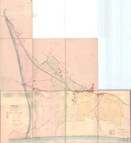 Jenbachregulierung 1911 Karte KG Ebbs und Niederndorf, alter und neuer Flussverlauf mit Gemeindeg...