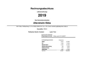 Jahresrechnung Altersheim Ebbs 2019