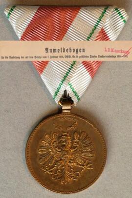 Anmeldebögen für Verleihung der Landesdenkmünze 1914-1918