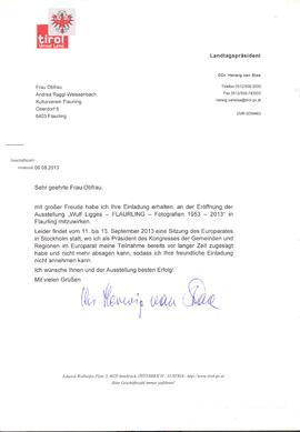 Brief von Landtagspräsident DDr. van Staa