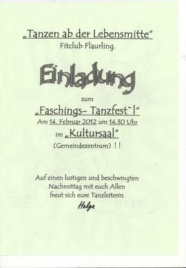 Einladung Faschings-Tanzfest