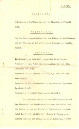 Protokoll der Konkurrenzverhandlung am Kanzingbach