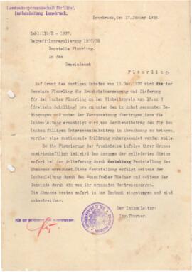 Auftrag für Bruchsteinlieferung 1937/38