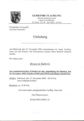 Einladung Seniorenausflug Brixen