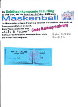 Einladung/Eintrittskarte Maskenball