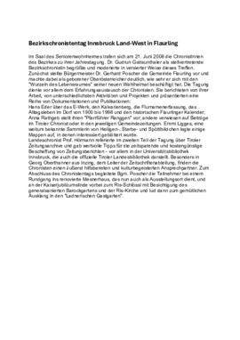 Bericht Bezirkschronistentag Innsbruck-Land West