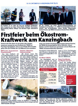 Firstfeier Kraftwerk Kanzingbach