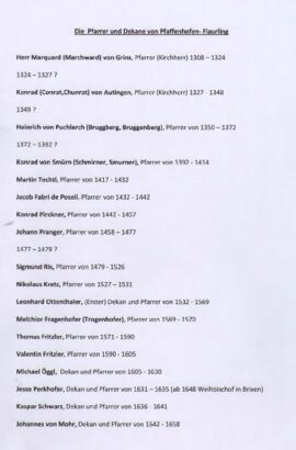 Liste der Pfarrherrn und Dekane
