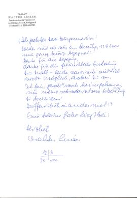 Brief von Prälat Walter Linser