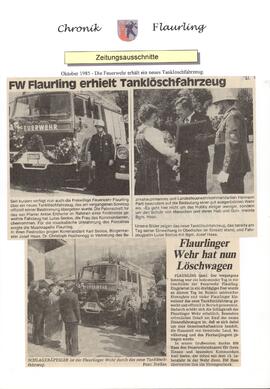 FW Flaurling erhielt Tanklöschfahrzeug