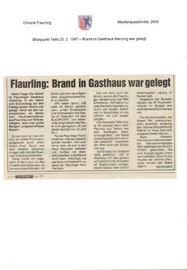 Flaurling: Brand in Gasthaus war gelegt