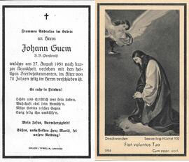 Sterbebild Johann Guem (1873-1951)